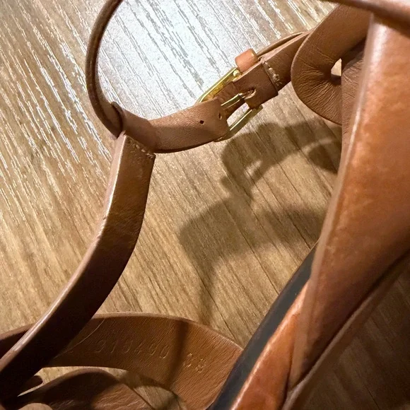 Saint Laurent Tribute platform sandal in brown leather size 39